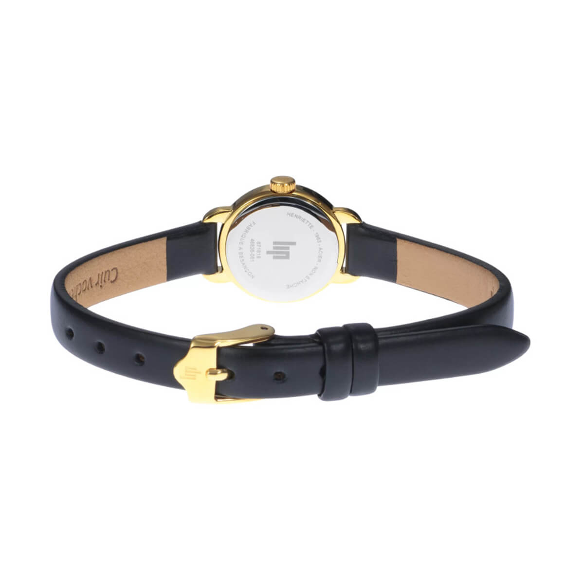 アンリエット クラシック 18mm ゴールド シルバーダイヤル ブラックレザーストラップ