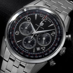 ヒマラヤ クロノグラフ 40mm シルバー ブラックダイヤル ステンレススチール ブレスレット