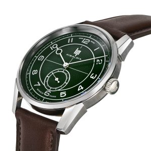 ヒマラヤ 40MM セクターダイヤル シルバー グリーン ブラウンレザー