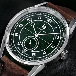 ヒマラヤ 40MM セクターダイヤル シルバー グリーン ブラウンレザー